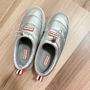Hunter Metallic Silver Slip-On Sneakers